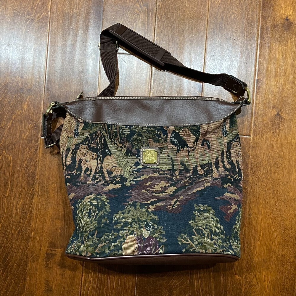 Capezio Collection VTG Fox Hunt Brown Leather Tapestry Travel Luggage Set - Picture 10 of 16